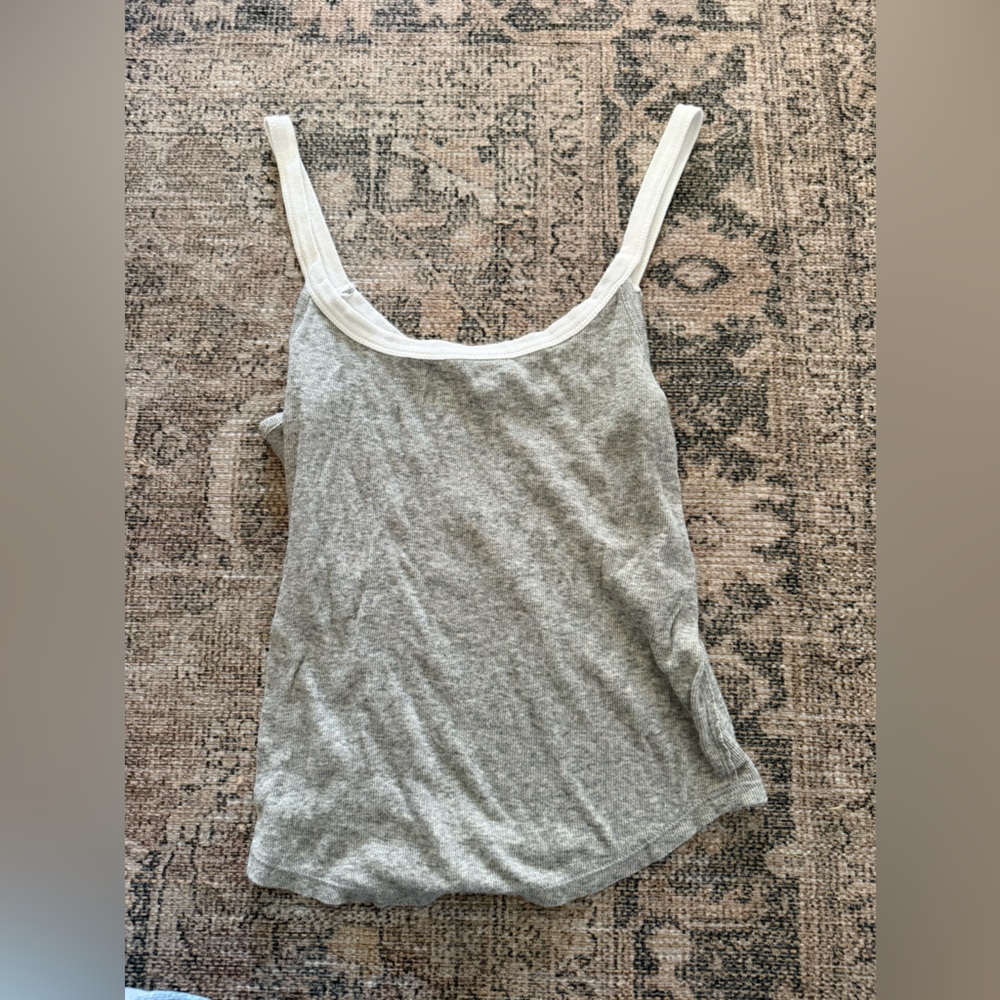 Free people grey tank with white trim